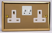 Varilight - 13 Amp 2 Gang Twin - WiFi Switched Socket - Victorian Brass -White product image