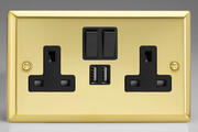 Victorian Brass - USB Sockets with Black Inserts product image