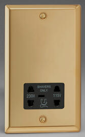 Victorian Brass - Dual Voltage Shaver Socket 115/230v with Black Insert product image