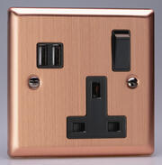 Varilight Brushed Copper - 2 Gang 13A Socket + 2 x USB Outlets product image 3