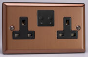 Varilight - 13 Amp 2 Gang Twin - WiFi Switched Socket - Brushed Bronze - Black product image