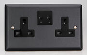 Varilight - 13 Amp 2 Gang Twin WiFi Switched Socket - Matt Black product image