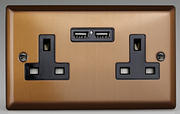Varilight Bronze - 2 Gang 13A Socket + 2 x USB outlets product image 4