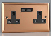 2 Gang 13A Socket + 2 x USB outlets - Copper product image 3