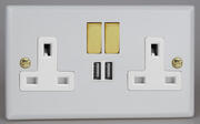 Vogue Matt White - 13 Amp 2 Gang Switched Socket + 2 x USB product image