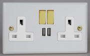 Vogue Matt White - 13 Amp 2 Gang Switched Socket + 2 x USB product image 2