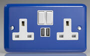 The Rainbow Range Switched Socket + 2 x USB - Reflex Royal Blue product image 2