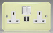 The Rainbow Range Switched Socket + 2 x USB - White Chocolate product image