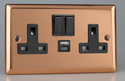 2 Gang 13A Socket + 2 x USB outlets - Copper product image 2