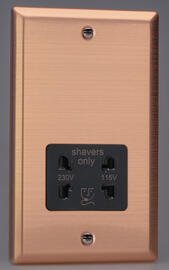 Brushed Copper - Dual Voltage Shaver Sockets 115/230v product image 4