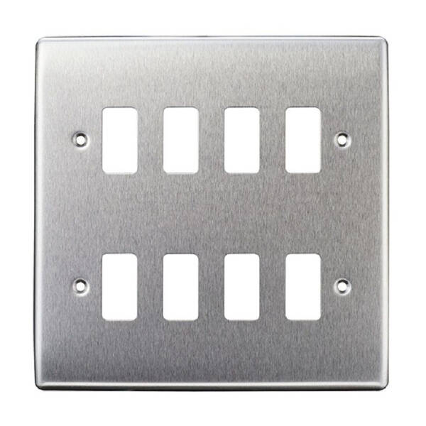 8 Gang Grid Plate - Nexus - Brushed Steel | BG (GNBS8-01)