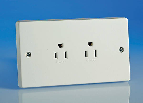 15A American Standard Twin Socket - White