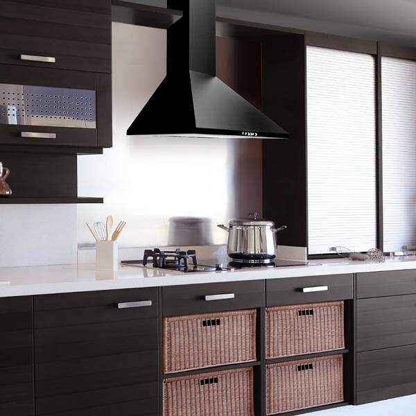 60cm Traditional Cooker Hood - Black