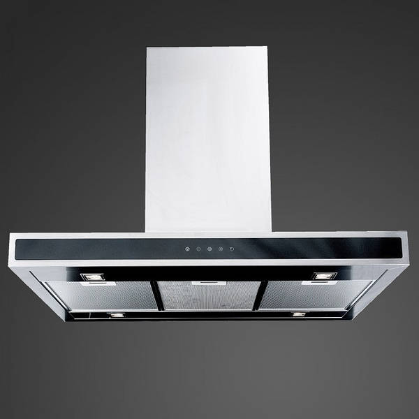90cm FSL Island Cooker Hood Stainless Steel Black Glass LED Lights Luxair LA 90 FSL ISL SS