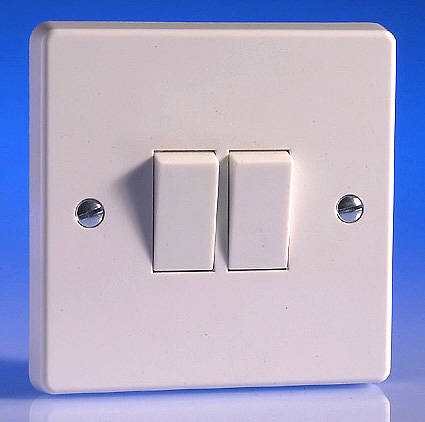 2 Gang Intermediate Light Switch - White