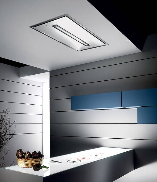 Cloud Nine Ceiling Hood 1200mm X 650mm Stainless Steel White Glass