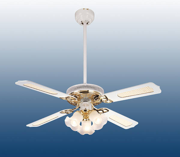 44 Conservatory Ceiling Fan White Polished Brass