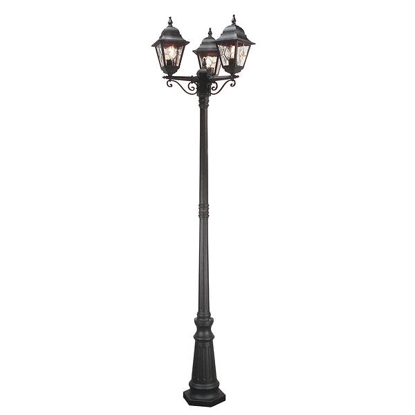 Norfolk Triple Lamp Post Black Elstead NR8 BLK