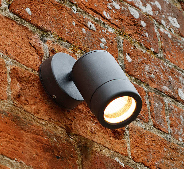 Single Adjustable Wall Light Black IP65