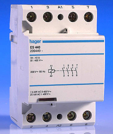 40 Amp 4 Pole Contactor - 3 Module 240v switch wiring diagram 