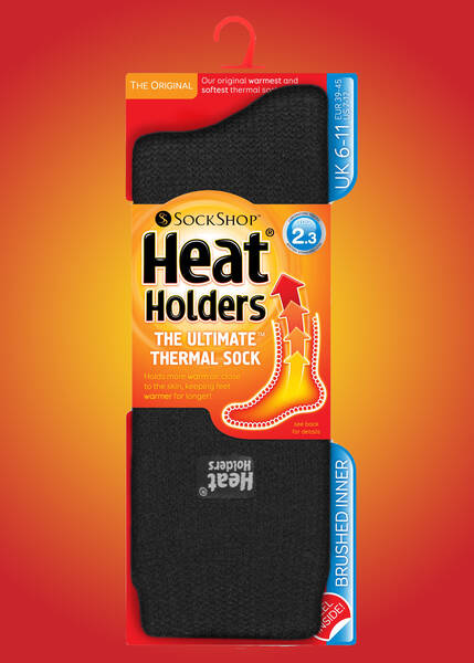 Heat Holders Mens Sock Black - Size 6-11