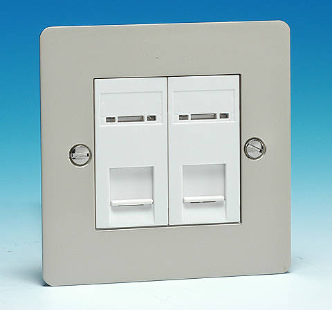 2 Gang RJ45 CAT5E Data Socket - Pearl