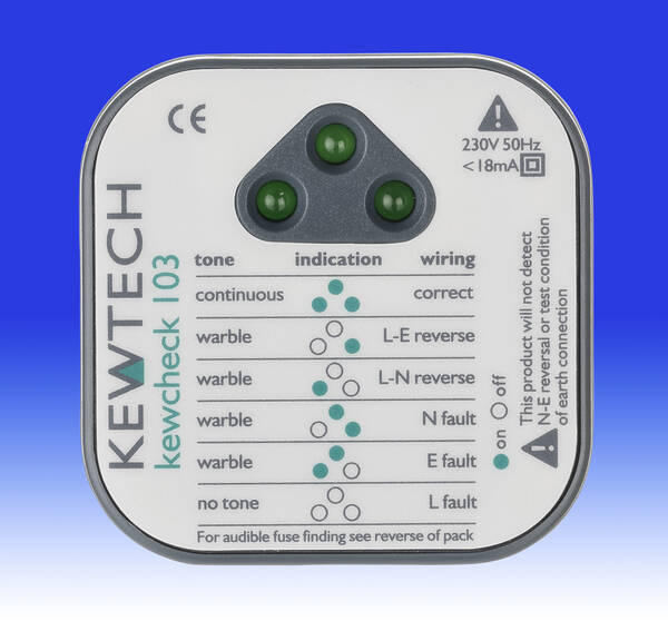 Kewtech KEWCHECK103 Socket Tester with Audible Tone