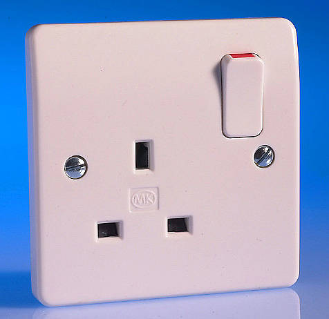Blanc MK K2757 B 13 A 1 Gang Double Pôle-Switched Socket Outlet