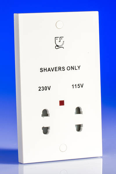 Dual Voltage Shaver Socket White 115v 230v Knightsbridge Sn8900n