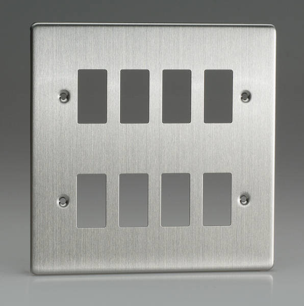 Varilight XDSPG8 PowerGrid Brushed Steel 8-Gang Grid Plate Double Twin Plate 