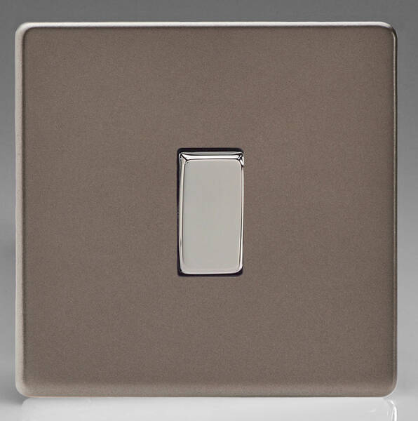 Varilight XDR4BS Screwless Pewter 1 Gang 13A DP Single Switched Plug Socket 