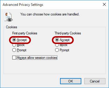 Internet Explorer browser settings